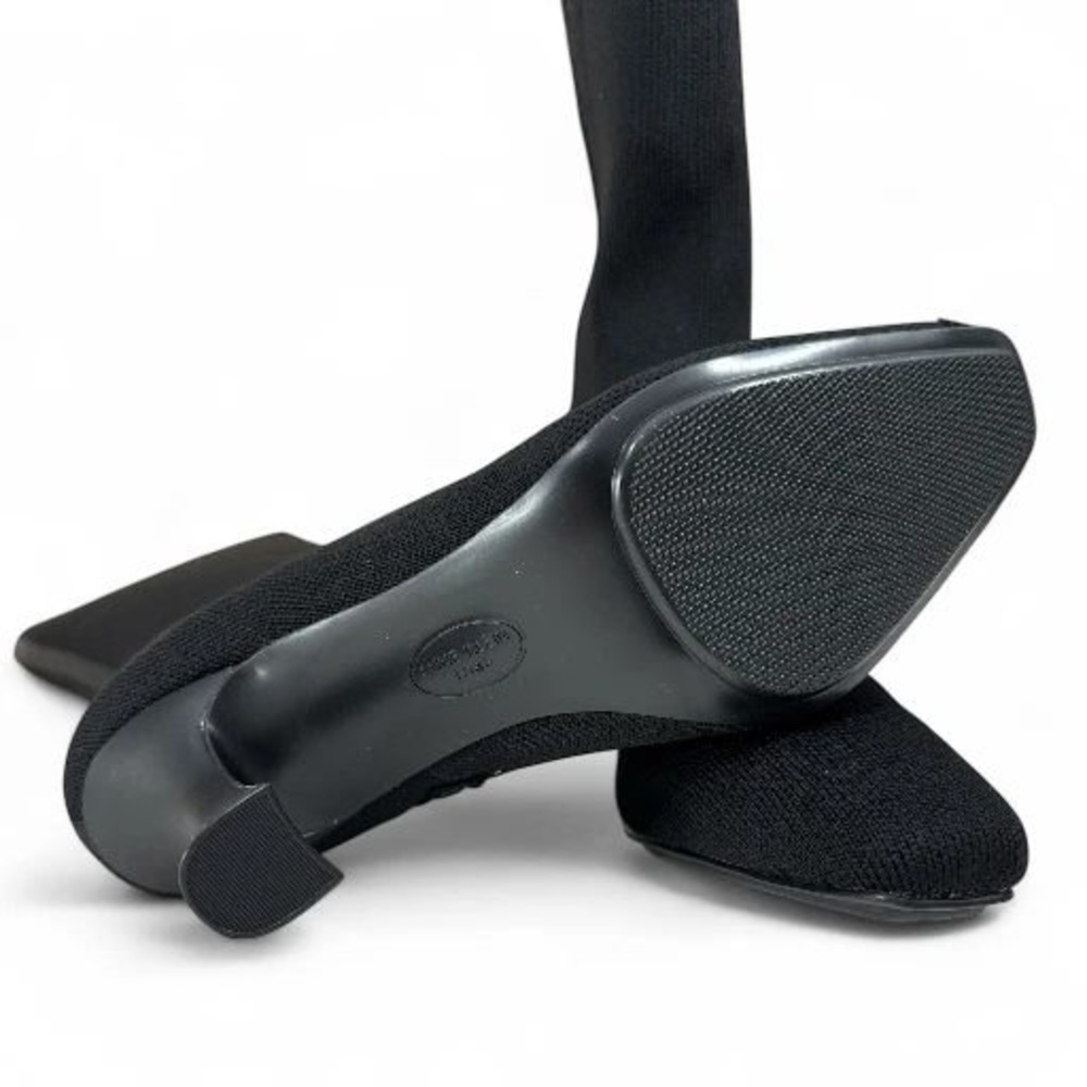 Anne Klein Black Knit Pillar Wm 9.5 Snip‎ Toe 3" Heel Knee High Dress Boots NIB - Picture 6 of 10